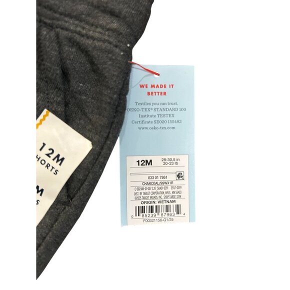 NWT 12M Charcoal Gray Shorts With Drawstring & Easy On Easy Off Design - Picture 2 of 3